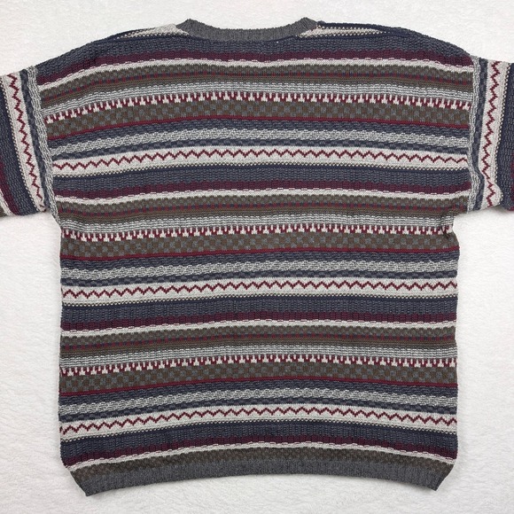 Vintage Woolrich Sweater Mens Large Fair Isle Stripe Cotton Knit Made USA - Picture 6 of 7